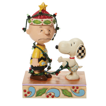 Gift Peanuts by Jim Shore Charlie Brown Tangled Lights Figurine Book