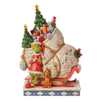 Gift Grinch/Max Standing by Sleigh Figurine Book