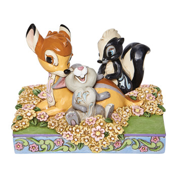 Gift Disney Traditions Bambi and Friends in Flowers Figurine Book