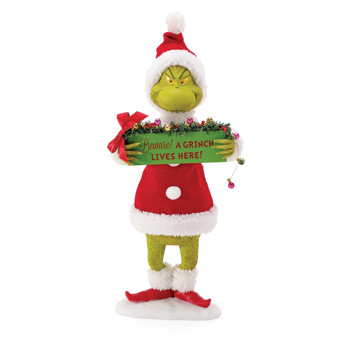 Gift Beware! A Grinch Lives Here! Figurine Book