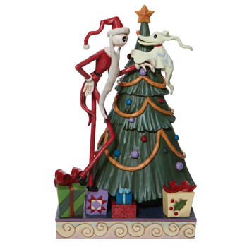 Gift Disney Traditions Santa Jack and Zero with Tree Figurine Book