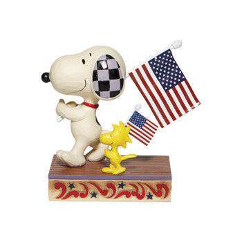 Gift Peanuts by Jim Shore Snoopy & Woodstock Marching with Flags Figurine Book