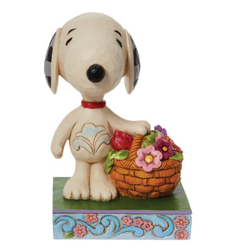 Gift Peanuts by Jim Shore Snoopy Basket of Tulips Figurine Book