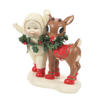 Gift Snowbabies Wrapped Up With Rudolph Figurine Book