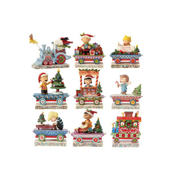 Gift Jim Shore Peanuts Deluxe 9 Piece Christmas Train set with Exclusive Sally Train Car Figurine Book