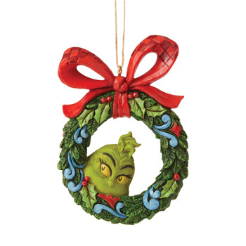 Gift Grinch Peeking Thru Wreath Ornament Book
