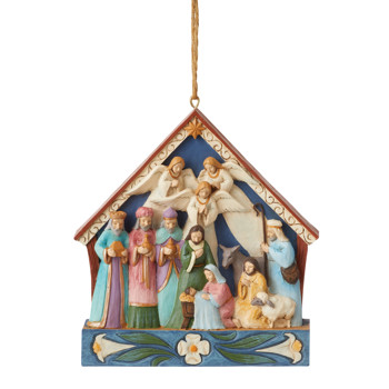 Gift Jim Shore Nativity Stable Hanging Ornament Book