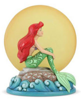 Ariel Sitting on Rock by Moon Figurine