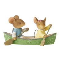 Heart of Christmas Canoeing couple mice figurine